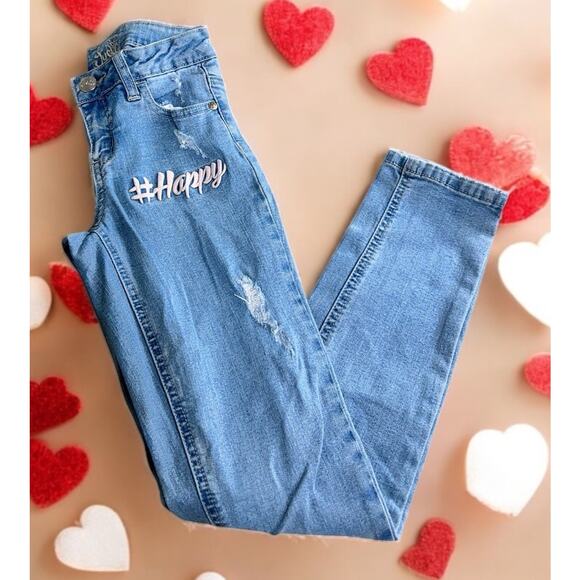 Justice Other - Girl's Justice Light Wash Jeans Sz 10 Slim #Happy LOL Stretch Denim Bottoms